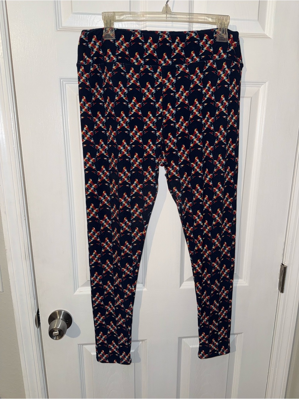 Patriotic Navy Star Leggings with Red TC (10-22)